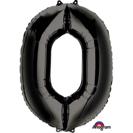 ANAGRAM 35 in. Number 0 Black Super Shape Foil Balloons 66585